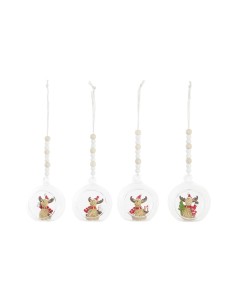 Décorations de Noël DKD Home Decor Verre Résine Renne (7 x 6 x 8 cm) (4 Unités)