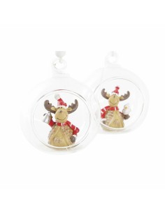 Décorations de Noël DKD Home Decor Verre Résine Renne (7 x 6 x 8 cm) (4 Unités) 2