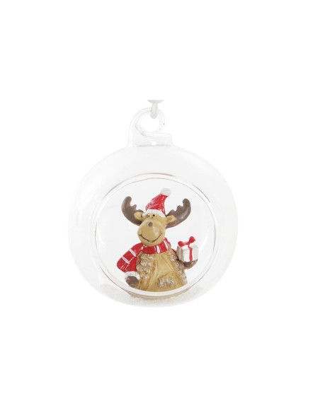 Décorations de Noël DKD Home Decor Verre Résine Renne (7 x 6 x 8 cm) (4 Unités)