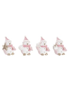 Décorations de Noël DKD Home Decor Résine Bonhomme de Neige (3,5 x 2,5 x 4 cm) (4 Unités)