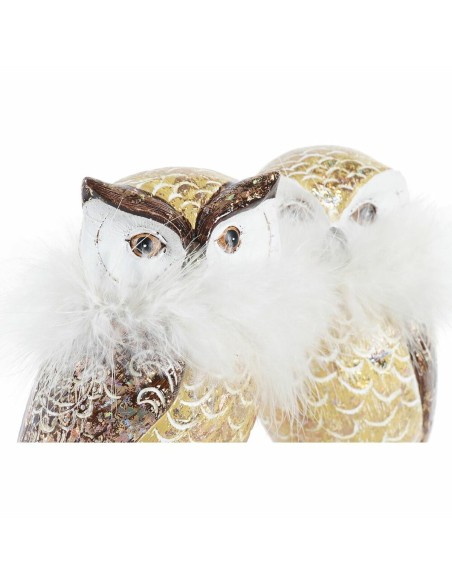 Décorations de Noël DKD Home Decor Hibou Résine (7,5 x 7,5 x 14 cm) (2 Unités)
