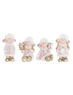 Décorations de Noël DKD Home Decor Résine Ange (3,5 x 2,5 x 4 cm) (4 Unités)