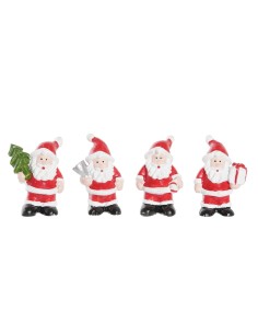 Décorations de Noël DKD Home Decor Résine Père Noël (3,5 x 2,5 x 4 cm) (4 Unités)
