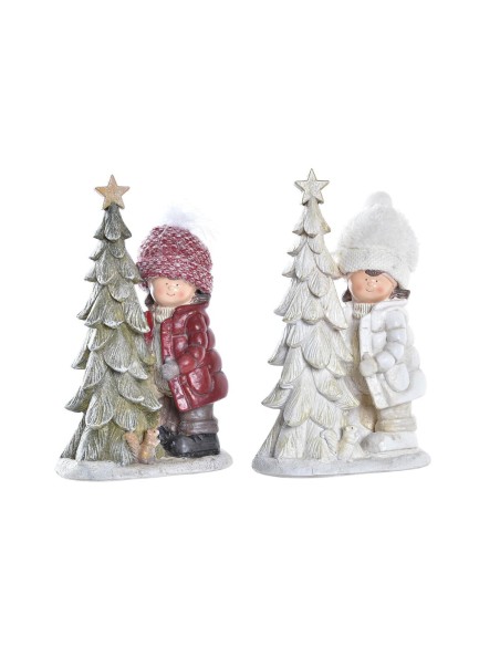 Décorations de Noël DKD Home Decor Polyester Résine Paillettes Enfants (17 x 11 x 27,5 cm) (2 Unités)