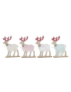 Décorations de Noël DKD Home Decor Polyester MDF Renne (23 x 5 x 16 cm) (4 Unités)