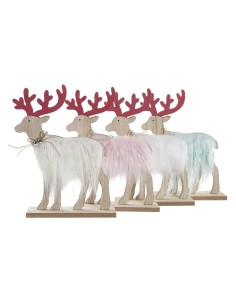 Décorations de Noël DKD Home Decor Polyester MDF Renne (23 x 5 x 16 cm) (4 Unités) 2