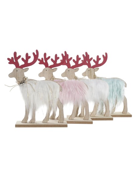 Décorations de Noël DKD Home Decor Polyester MDF Renne (23 x 5 x 16 cm) (4 Unités)
