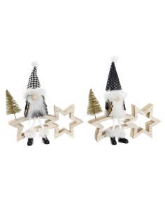 Étoile de Noël DKD Home Decor Polyester MDF Étoile (2 Unités) (18 x 6 x 19 cm)