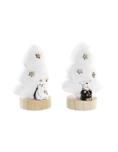 Décorations de Noël DKD Home Decor Arbre Polyester MDF Résine (12 x 8 x 15,5 cm) (2 Unités)