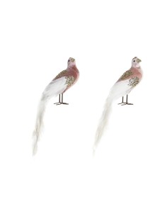Décorations de Noël DKD Home Decor Polyester Oiseau (20 x 9 x 46 cm) (2 Unités)