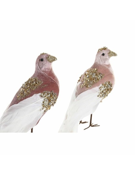 Décorations de Noël DKD Home Decor Polyester Oiseau (20 x 9 x 46 cm) (2 Unités)