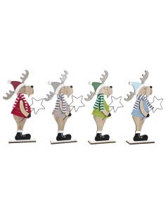 Décorations de Noël DKD Home Decor Bois Polyester Renne (5 x 22 x 41 cm) (4 Unités)