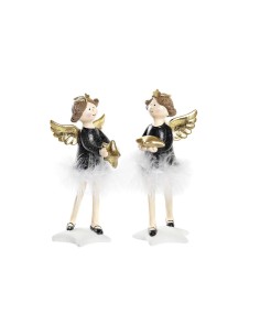 Décorations de Noël DKD Home Decor Résine Ange (8 x 9 x 20 cm) (2 Unités)
