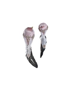 Décorations de Noël DKD Home Decor Polyester Oiseau (25 x 8 x 8 cm) (2 Unités)