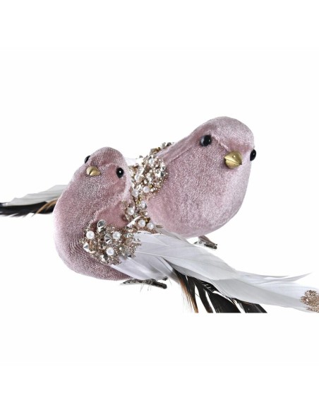 Décorations de Noël DKD Home Decor Polyester Oiseau (25 x 8 x 8 cm) (2 Unités)