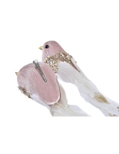 Décorations de Noël DKD Home Decor Polyester Oiseau (22 x 7 x 8 cm) (2 Unités) 2