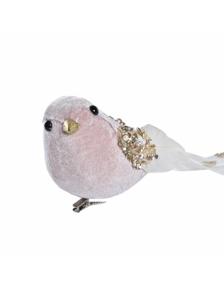 Décorations de Noël DKD Home Decor Polyester Oiseau (22 x 7 x 8 cm) (2 Unités)