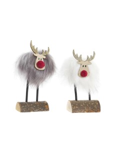 Décorations de Noël DKD Home Decor Polyester Renne (7 x 5 x 16 cm) (2 Unités)
