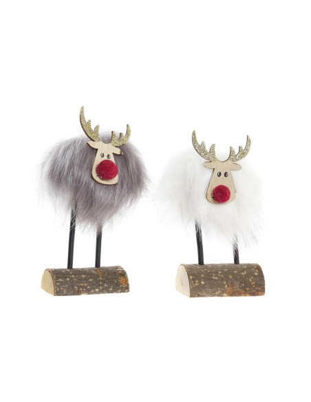 Décorations de Noël DKD Home Decor Polyester Renne (7 x 5 x 16 cm) (2 Unités)