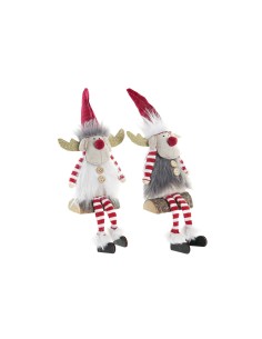 Décorations de Noël DKD Home Decor Polyester Renne (8 x 14 x 19 cm) (2 Unités)