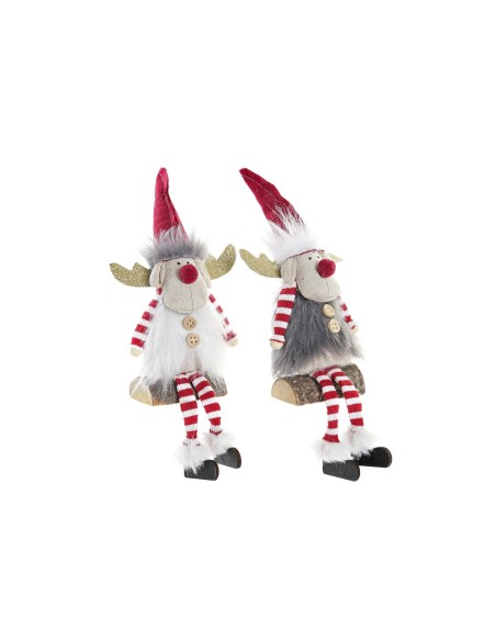 Décorations de Noël DKD Home Decor Polyester Renne (8 x 14 x 19 cm) (2 Unités)