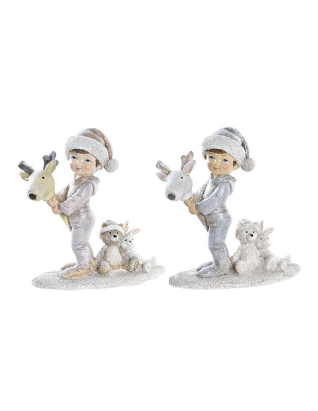 Décorations de Noël DKD Home Decor Résine Enfant (11 x 5,5 x 12 cm) (2 Unités)
