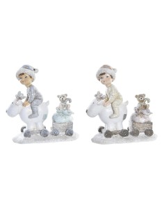 Décorations de Noël DKD Home Decor Résine Enfants (13 x 6 x 13,5 cm) (2 Unités)