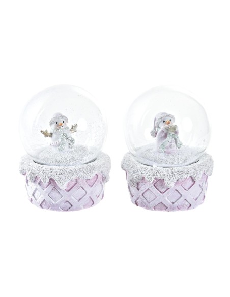 Boule de Noël DKD Home Decor Verre Résine (2 Unités) (7 x 7 x 9 cm)