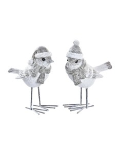 Décorations de Noël DKD Home Decor Résine Oiseau (10,5 x 5,5 x 10,5 cm) (2 Unités)