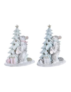 Décorations de Noël DKD Home Decor Souris Résine (13 x 8,5 x 16 cm) (2 Unités)