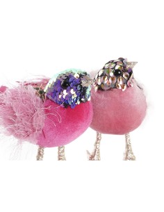 Décorations de Noël DKD Home Decor Polyester Oiseau (18 x 8 x 13 cm) (3) (3 Unités) 2