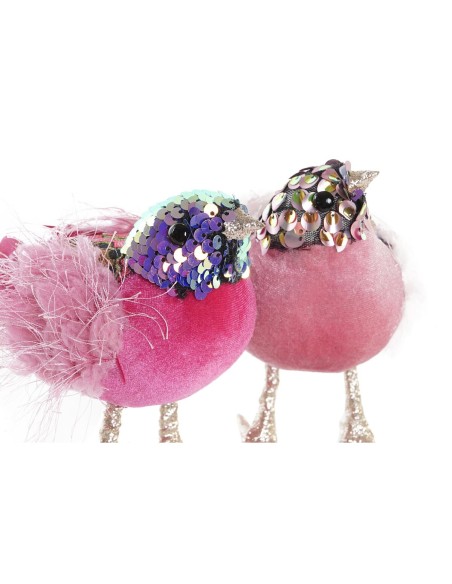 Décorations de Noël DKD Home Decor Polyester Oiseau (18 x 8 x 13 cm) (3) (3 Unités)