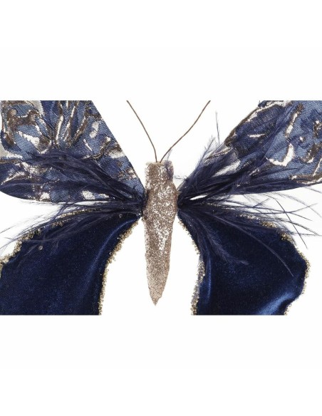 Décorations de Noël DKD Home Decor Polyester Papillon (2 Unités) (23 x 3 x 19 cm)