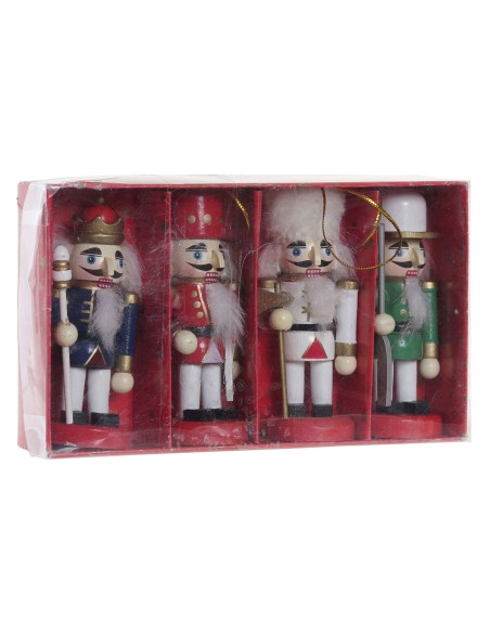 Décorations de Noël DKD Home Decor Bois Casse-Noisette (3 x 3 x 10 cm) (4 Unités)