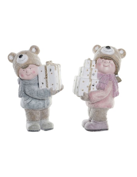 Décorations de Noël DKD Home Decor Résine Enfants (25 x 16 x 38 cm) (2 Unités)