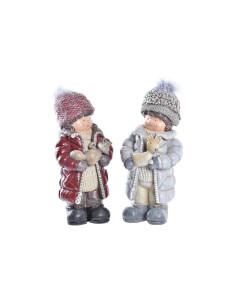 Décorations de Noël DKD Home Decor Polyester Résine Enfants (15 x 12 x 35 cm) (2 Unités)