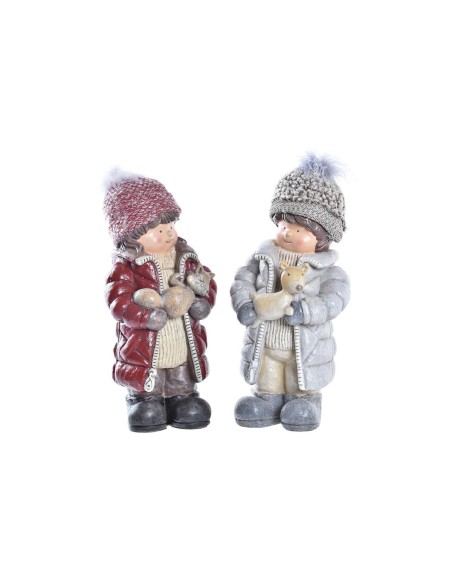Décorations de Noël DKD Home Decor Polyester Résine Enfants (15 x 12 x 35 cm) (2 Unités)
