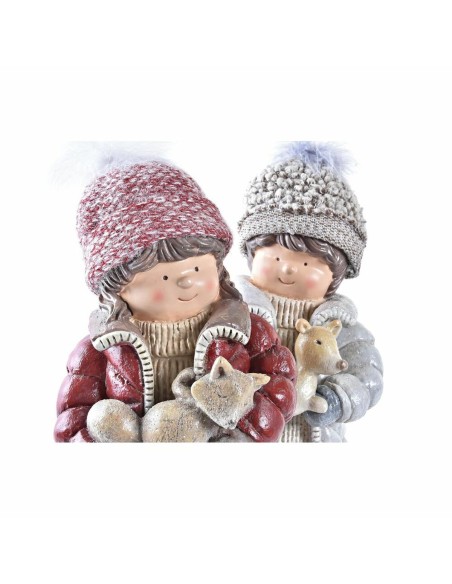 Décorations de Noël DKD Home Decor Polyester Résine Enfants (15 x 12 x 35 cm) (2 Unités)