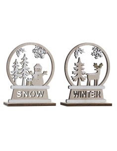 Décorations de Noël DKD Home Decor Bois Renne (12 x 4 x 15 cm) (2 Unités)