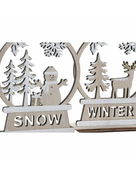 Décorations de Noël DKD Home Decor Bois Renne (12 x 4 x 15 cm) (2 Unités)