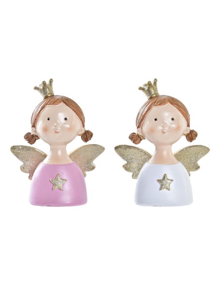 Décorations de Noël DKD Home Decor Résine Ange (9 x 5 x 12 cm) (2 Unités)
