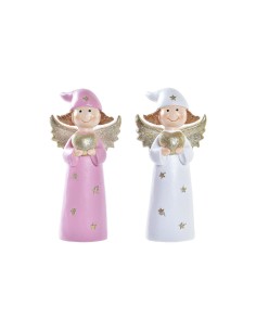 Décorations de Noël DKD Home Decor Porcelaine Ange (7 x 5 x 14 cm) (2 Unités)