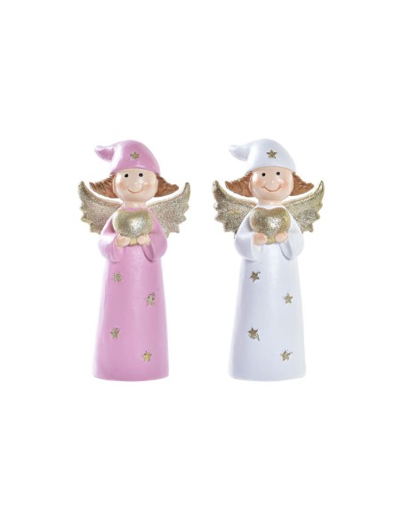 Décorations de Noël DKD Home Decor Porcelaine Ange (7 x 5 x 14 cm) (2 Unités)