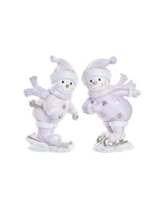 Décorations de Noël DKD Home Decor Résine Bonhomme de Neige (15 x 13,5 x 24,5 cm) (2 Unités)