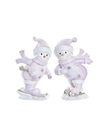 Décorations de Noël DKD Home Decor Résine Bonhomme de Neige (15 x 13,5 x 24,5 cm) (2 Unités)