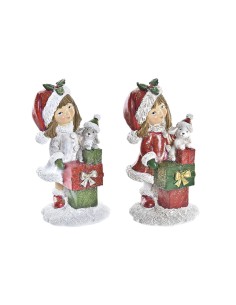 Décorations de Noël DKD Home Decor Résine Filles (6,5 x 6,5 x 12 cm) (2 Unités)