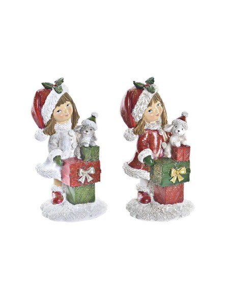 Décorations de Noël DKD Home Decor Résine Filles (6,5 x 6,5 x 12 cm) (2 Unités)