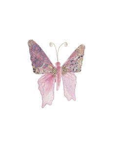 Décorations de Noël DKD Home Decor Polyester Papillon (22 x 3 x 18 cm) (2 Unités) 2