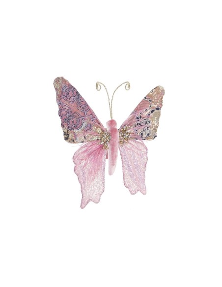 Décorations de Noël DKD Home Decor Polyester Papillon (22 x 3 x 18 cm) (2 Unités)