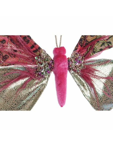 Décorations de Noël DKD Home Decor Polyester Papillon (22 x 3 x 18 cm) (2 Unités)
